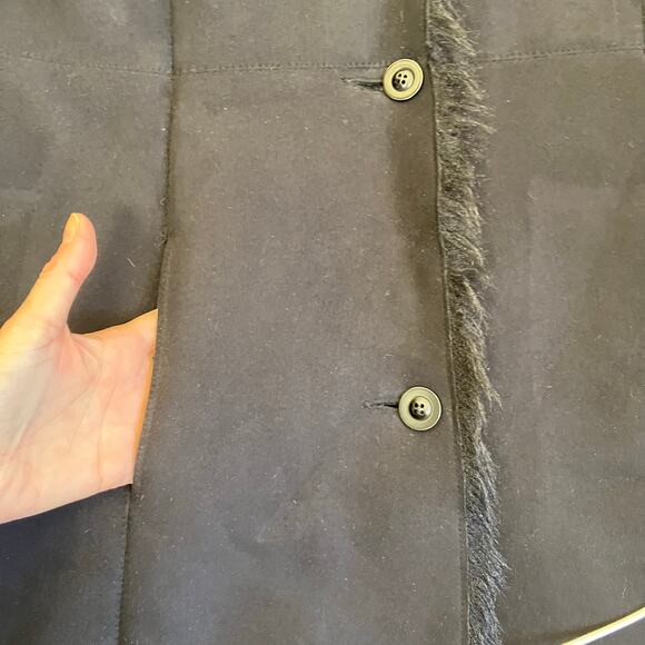 Jones NY Sz XL Vintage Y2K Penny Lane Style Faux Fur/Suede Winter Coat Black - Picture 14 of 16